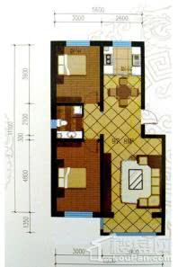 大东新城97.8平米户型 2室1厅1卫1厨