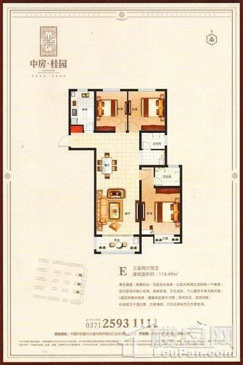 中房桂圆 三室两厅 116平米 E#户型