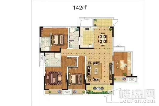 圣桦城三期 142平米 四室两厅户型