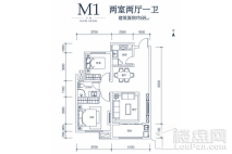 绿地智慧金融城M1户型 2室2厅1卫1厨