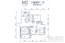 绿地智慧金融城M2户型 3室2厅1卫1厨