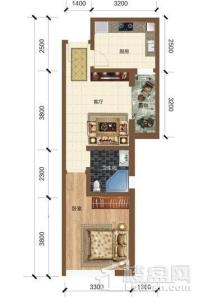 幸福家园7#楼62.09㎡户型 1室1厅1卫1厨