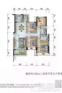 普宁保利和府130㎡三房两厅户型 3室2厅2卫1厨