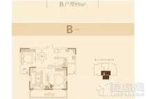 长江峰景95平户型 2室2厅1卫1厨