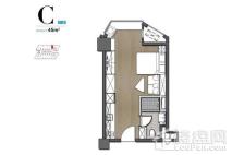 武夷凌云公馆C户型 1室1厅1卫1厨