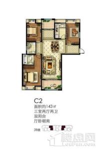 万江共和新城C2户型 3室2厅2卫1厨