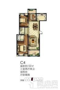 万江共和新城C4户型 3室2厅2卫1厨