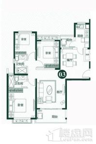 泉州恒大翡翠龙庭2#03户型 3室2厅2卫1厨