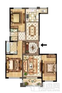 晋江宝龙城市广场147㎡户型 3室2厅2卫1厨