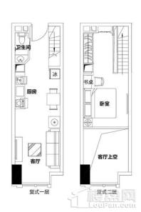 泉州恒大都市广场1单元复式公寓B户型 1室1厅1卫1厨