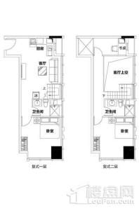 泉州恒大都市广场2单元复式公寓D、E户型 2室1厅2卫1厨