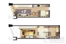 银城KinmaQ+社区45平米B户型 2室1厅2卫2厨