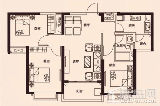 石狮恒大名都八号楼113㎡ 3室2厅1卫1厨