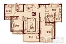 泉州恒大御景湾2号楼02户型 3室2厅1卫1厨