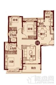 泉州恒大御景湾3-2号01户型 3室2厅2卫1厨