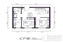 万邦壹线国际C户型 2室2厅1卫1厨