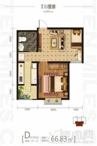 坤泽10里城D11-D12户型 2室1厅1卫1厨