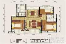 金大地紫金公馆F户型 3室2厅1卫1厨