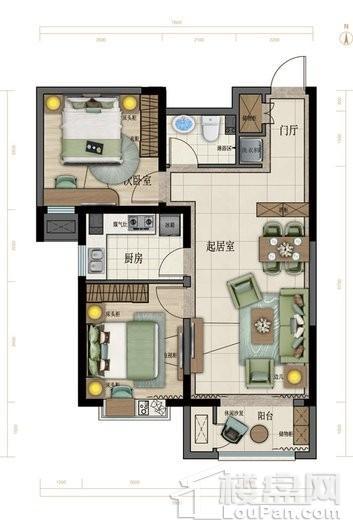 鹏程佳园A3户型 2室2厅1卫1厨