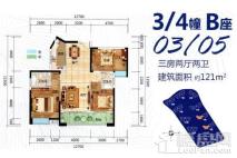 侨雅·耀东明珠3/4幢B座03/05户型 3室2厅2卫1厨