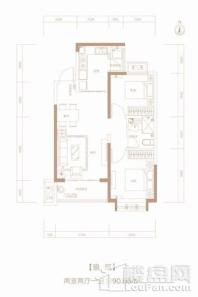 恒大青运城90.56㎡户型 2室2厅1卫1厨