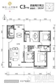 保利上河雅颂C3户型图 4室2厅2卫1厨