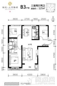 保利上河雅颂B3户型图 3室2厅2卫1厨