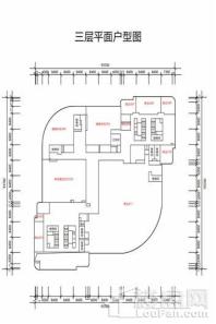 瑞中大厦三层平面户型图 11室1厅1卫1厨