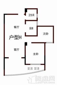 世茂花园87平户型 2室2厅1卫1厨