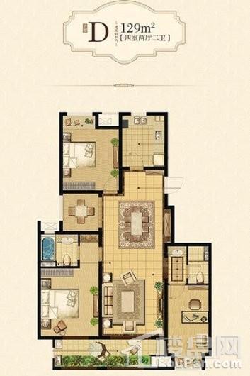 溪栖庄园D户型129㎡ 4室2厅2卫1厨