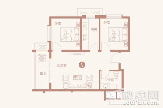 同祥城1#A1户型 2室1厅1卫1厨