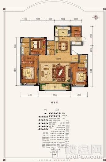 保利西山林语洋房C户型 3室2厅3卫1厨