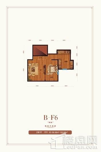 百岛绿城洋房B-F6六层阁楼户型图 5室4厅3卫1厨