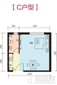 晶彩中心·小时代C户型 1室1厅1卫1厨