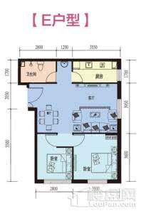 晶彩中心·小时代E户型 2室2厅1卫1厨