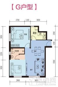晶彩中心·小时代G户型 2室2厅1卫1厨