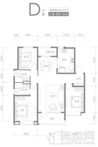 融创裕华壹号D户型 3室2厅2卫1厨
