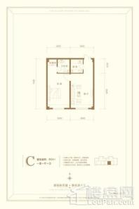 磊阳天府1#C户型 1室1厅1卫1厨