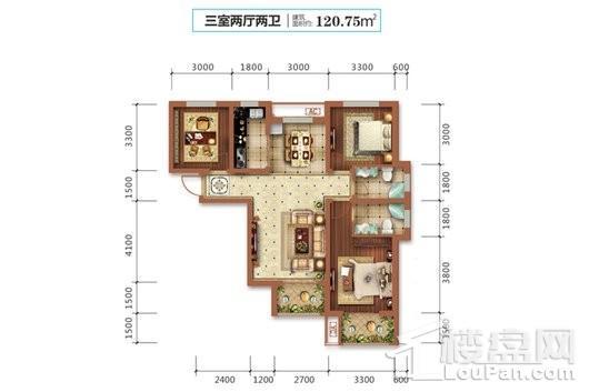 高远旭东城3#5#B1户型 3室2厅2卫1厨