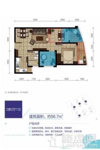 航天云海台5、6、7、8栋02、03户 2室2厅1卫1厨