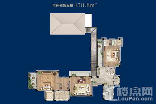 华凯南燕湾H户型二层平面 5室4厅4卫1厨