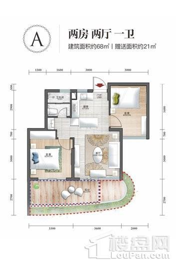 清凤海棠长滩洋房A户型 2室2厅1卫1厨