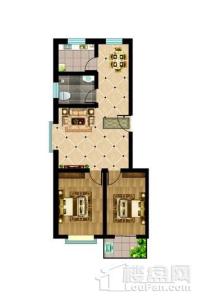 沙河绿洲新城C户型 85㎡ 2室2厅1卫1厨