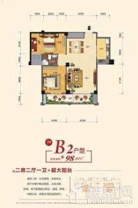 金榜嘉园B2户型2房2厅1卫 2室2厅1卫1厨