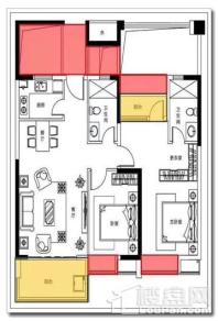 大唐名门印象107㎡户型 2室2厅2卫1厨