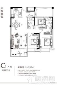 大唐名门印象3#、6#楼C1户型3房2厅2卫107㎡ 3室2厅2卫1厨