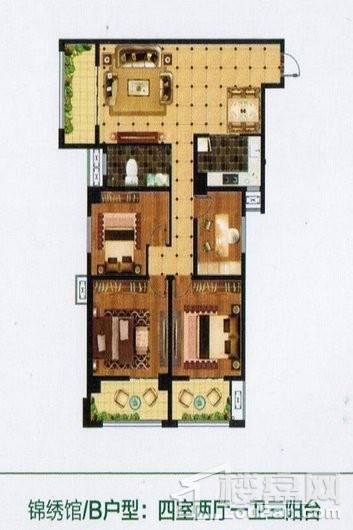 茵悦世家锦绣馆B户型 4室2厅1卫1厨