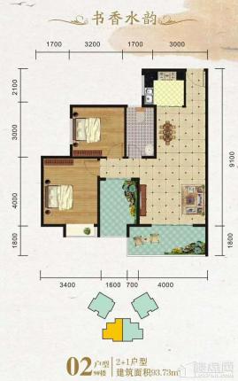 9#楼02户型-2+1户型-93.73