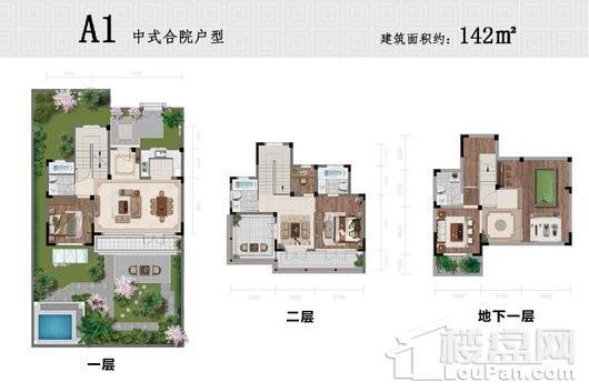 明辰绿城·泉韵春晓A1合院户型 2室3厅4卫1厨