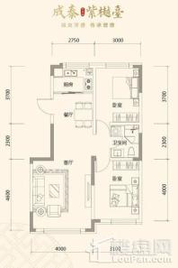 成泰紫樾臺85平米户型图 2室2厅1卫1厨